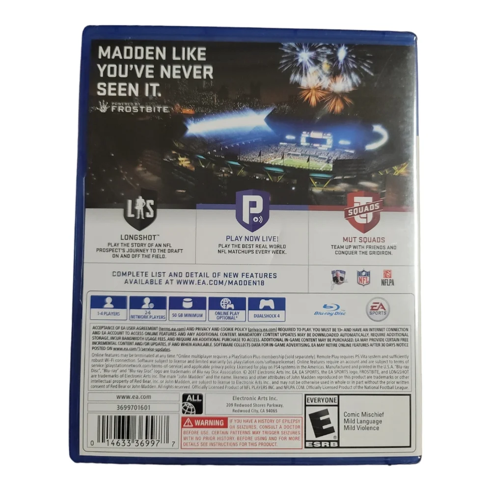Madden NFL 18 Playstation PS4 Longshot All New Story Mode Rated Everyone